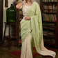 Elegant mint green modal cotton saree combined with hakoba and crochet lace