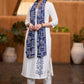 Classic White cotton side embroidered Kurta with pant Stole optional