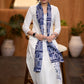 Classic White cotton side embroidered Kurta with pant Stole optional