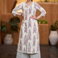 Trendy Off-white ikat front open style kurta Pant optional