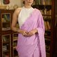 Gracious lilac mul cotton saree with embroidered disty florals and overall scallops