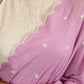 Gracious lilac mul cotton saree with embroidered disty florals and overall scallops