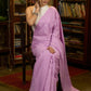 Gracious lilac mul cotton saree with embroidered disty florals and overall scallops