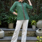 Exclusive Bottle Green Striped Ikat Shirt Highlighted with Contrast Ikat