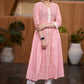 Delicate Pink ikat mix & match kurta with side gathers Pant optional