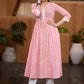 Delicate Pink ikat mix & match kurta with side gathers Pant optional