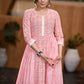 Delicate Pink ikat mix & match kurta with side gathers Pant optional