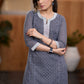 Flowy Grey chikankari kurta with contrast detaling Pant optional