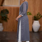 Flowy Grey chikankari kurta with contrast detaling Pant optional