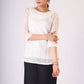 Exclusive White shimmer top with cowl collar & Slip - Skirt additional