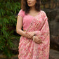 Beautiful blush pink floral saree highlighted with overall pearl embroidery