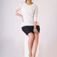 Exclusive White shimmer top with cowl collar & Slip - Skirt additional