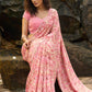 Beautiful blush pink floral saree highlighted with overall pearl embroidery