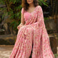 Beautiful blush pink floral saree highlighted with overall pearl embroidery