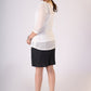 Exclusive White shimmer top with cowl collar & Slip - Skirt additional