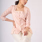 Classy Peach cotton sqaure neck top - Pant additional