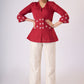 Trendy Maroon cotton top with embroidery on waist yoke & sleeves - Pant Additional