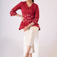 Trendy Maroon cotton top with embroidery on waist yoke & sleeves - Pant Additional