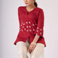 Trendy Maroon cotton top with embroidery on waist yoke & sleeves - Pant Additional