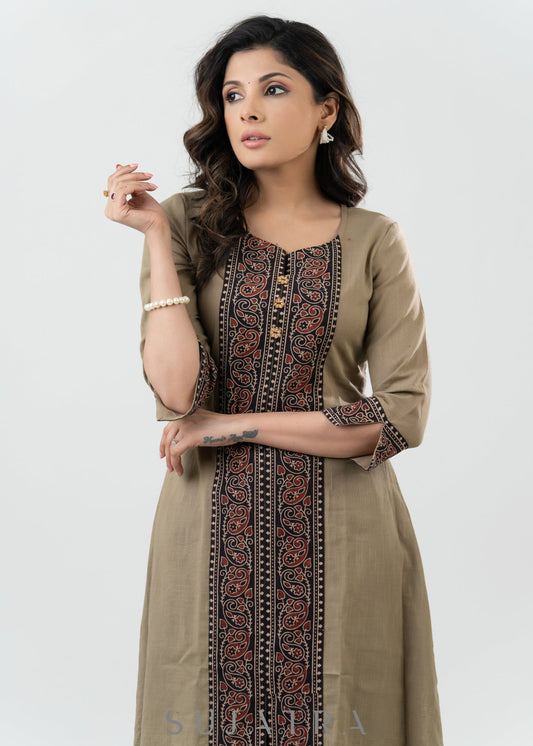 Elegant Cotton Ajrakh Combination Kurta - Pant Optional