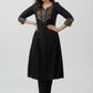 Stylish Black Rayon Kurta With Gold Foil Yoke - Pant Optional