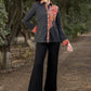 Trendy Black Striped Cotton Ikat Shirt with Classy Patchwork Combination