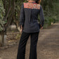 Trendy Black Striped Cotton Ikat Shirt with Classy Patchwork Combination