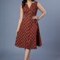 Easy Maroon Cotton Printed Collar Dress