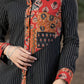 Trendy Black Striped Cotton Ikat Shirt with Classy Patchwork Combination