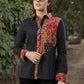 Trendy Black Striped Cotton Ikat Shirt with Classy Patchwork Combination