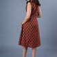 Easy Maroon Cotton Printed Collar Dress