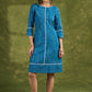 Elegant Blue Slub Cotton Dress. Subtle Hues Combined With Effortless Sophistication