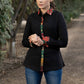 Exclusive Black Cotton Shirt Highlighted with Ikat Patchwork