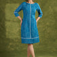 Elegant Blue Slub Cotton Dress. Subtle Hues Combined With Effortless Sophistication