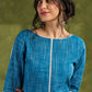 Elegant Blue Slub Cotton Dress. Subtle Hues Combined With Effortless Sophistication