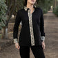 Elegant Black Cotton Shirt Highlighted with Madhubani Patchwork Combination