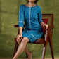 Elegant Blue Slub Cotton Dress. Subtle Hues Combined With Effortless Sophistication