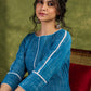 Elegant Blue Slub Cotton Dress. Subtle Hues Combined With Effortless Sophistication