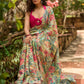 Exclusive multicolor floral print saree highlighted with overall pitta embroidery