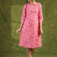 Pink Floral Cotton Dress - Playful Pink Dress With Intricate White Floral Patterns