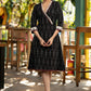 Trendy black cotton ikat dress highlighted with ikat gathering on yoke