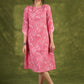 Pink Floral Cotton Dress - Playful Pink Dress With Intricate White Floral Patterns