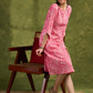 Pink Floral Cotton Dress - Playful Pink Dress With Intricate White Floral Patterns