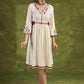 Ivory Embroidered Rayon Dress, Graceful Ivory Dress Adorned With Colourful Floral Embroidery