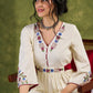 Ivory Embroidered Rayon Dress, Graceful Ivory Dress Adorned With Colourful Floral Embroidery