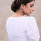 Elegant white cotton hakoba puff sleeves blouse