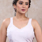 Exclusive white cotton silk sleeveless blouse