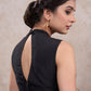 Classic black cotton silk sleeveless blouse