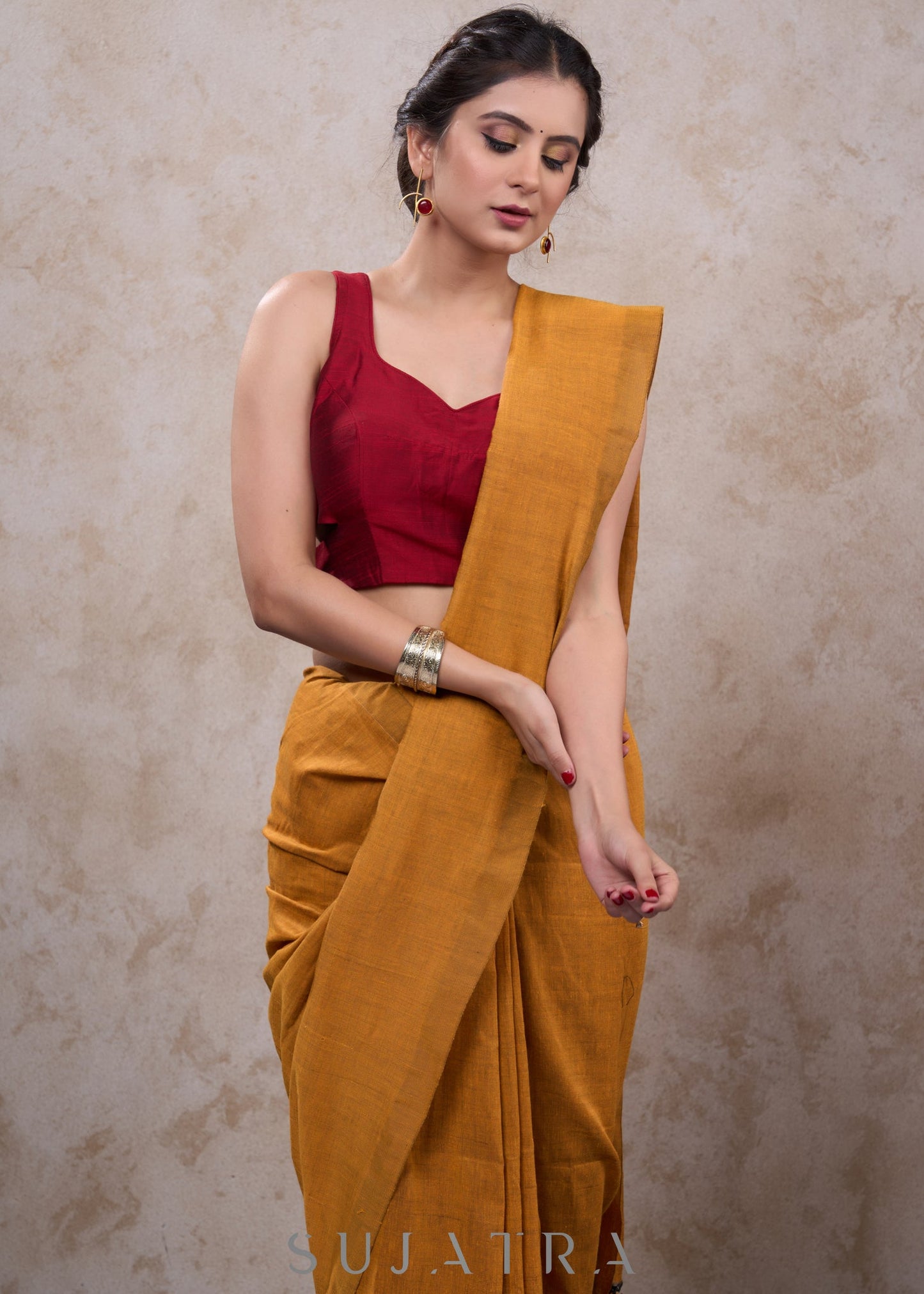 Trendy maroon cotton silk sleeveless blouse