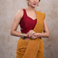 Trendy maroon cotton silk sleeveless blouse